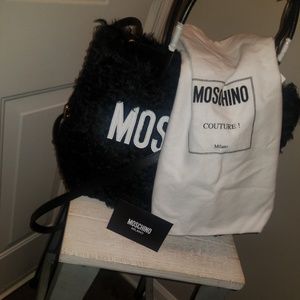 Moschino furry black handbag